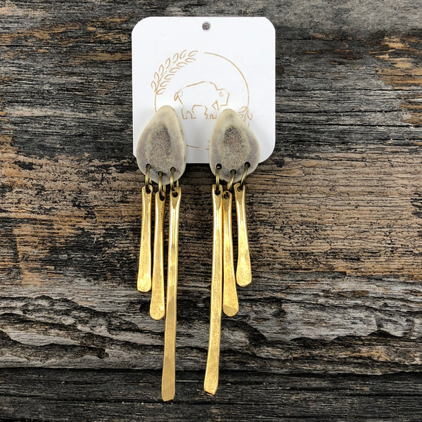 Antler Brass Stud Earrings