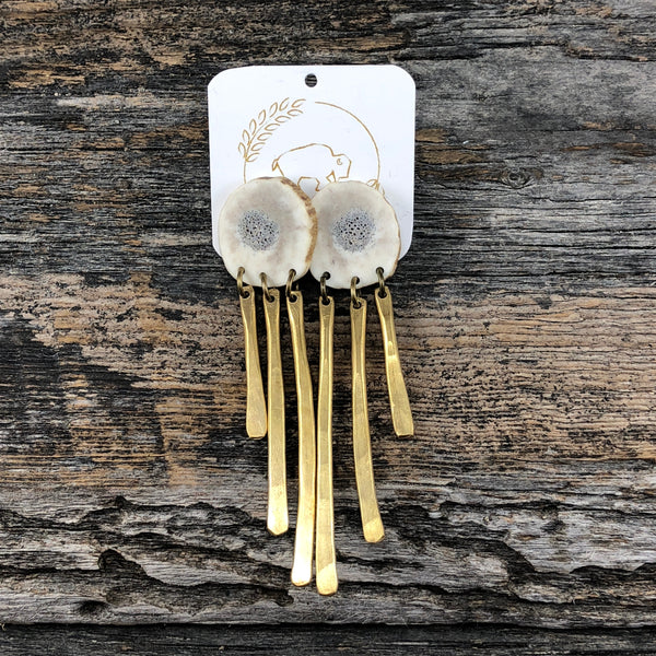 Antler Brass Stud Earrings