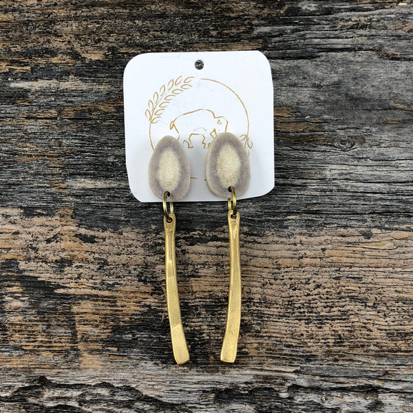 Antler Brass Stud Earrings