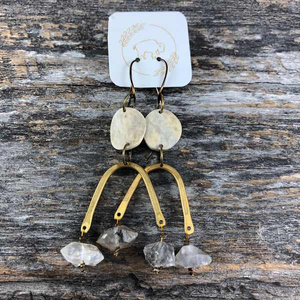 Moondrop Earrings - Herkimer Quartz