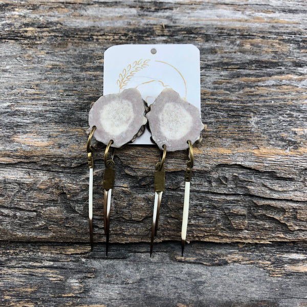 Antler Stud Earrings with Quills