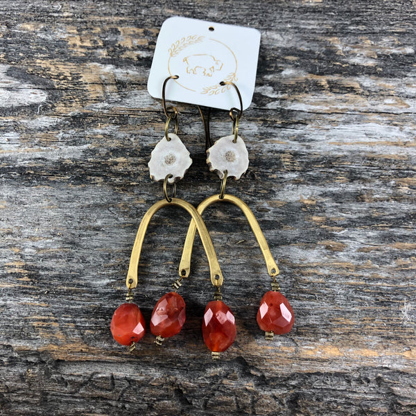 Moondrop Earrings - Carnelian Agate