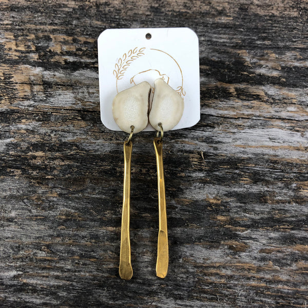 Antler Brass Stud Earrings