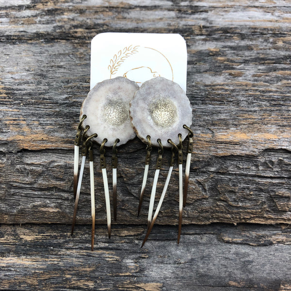 Antler Stud Earrings with Quills