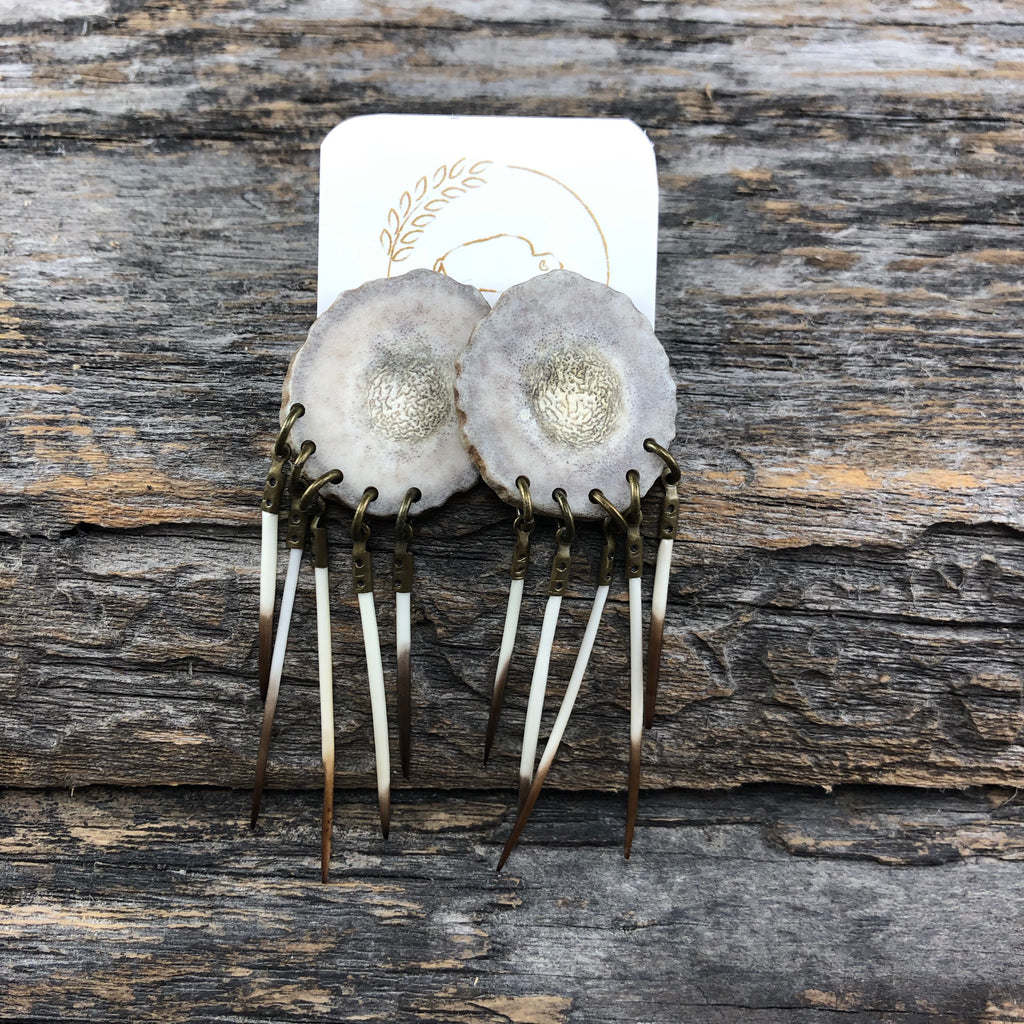 Antler Stud Earrings with Quills