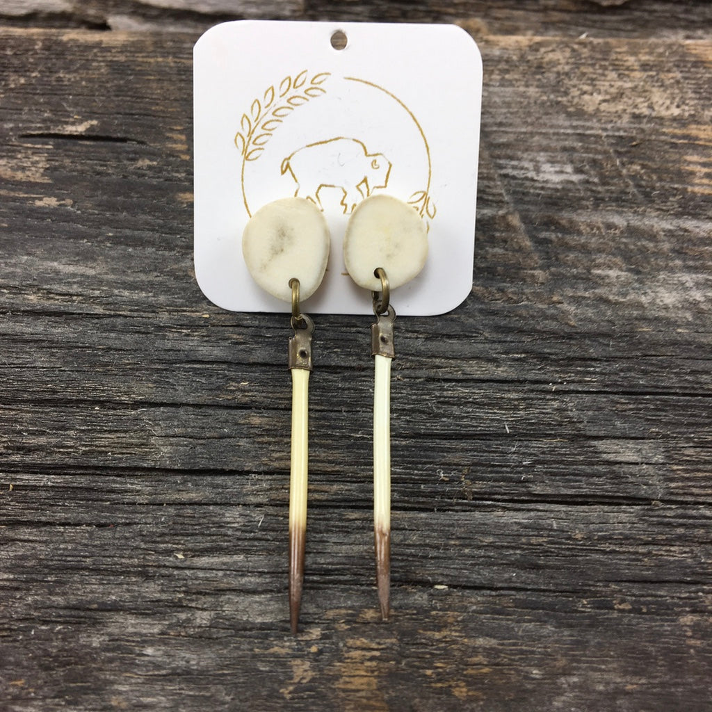 Antler Stud Earrings with Quills
